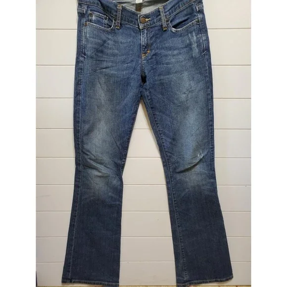 Abercrombie & Fitch womens size 4 Long bootcut mid rise distressed denim jeans - Picture 1 of 3